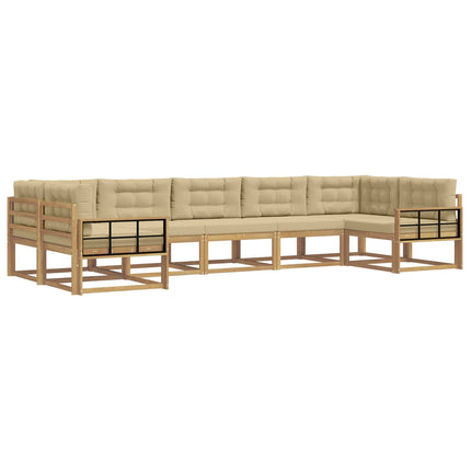 Udendørs sofagruppe med pude 7 pcs Hvid og Beige