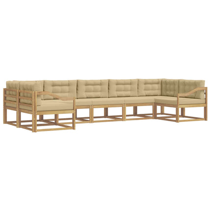 Udendørs sofagruppe med pude 7 pcs Hvid og Beige