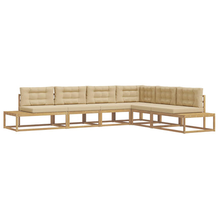 Udendørs sofagruppe 6 stk. Hvid og Beige Polyester