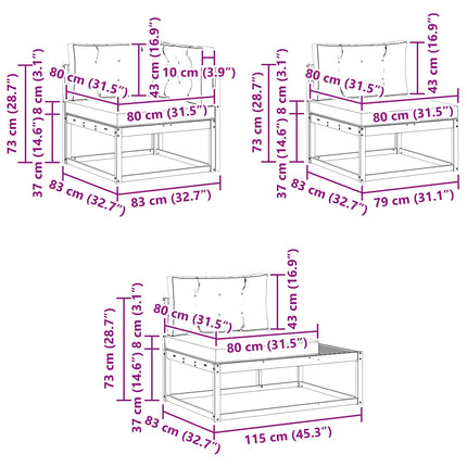 Udendørs sofagruppe 6 stk. Hvid og Beige Polyester