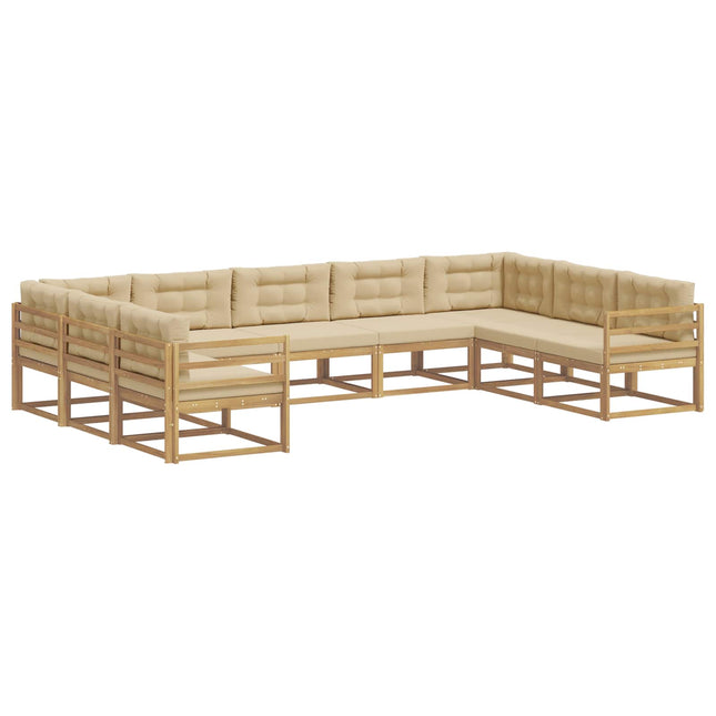 Udendørs sofagruppe med pude 9 pcs Hvid og Beige