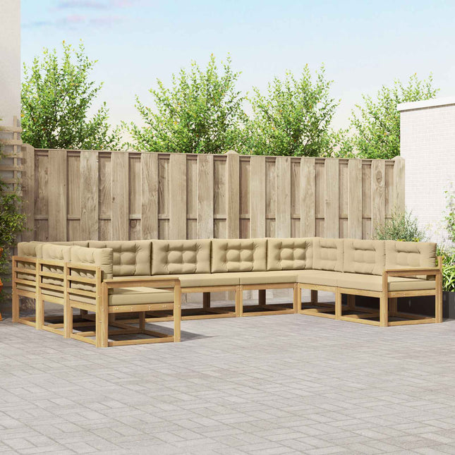 Udendørs sofagruppe med pude 9 pcs Hvid og Beige
