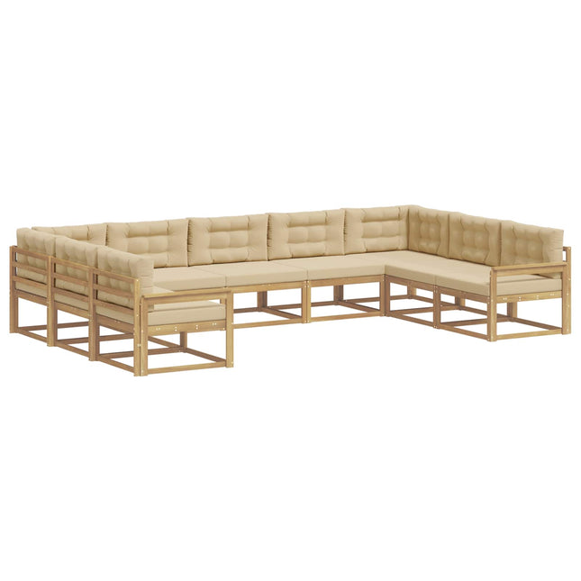 Udendørs sofagruppe med pude 9 pcs Hvid og Beige