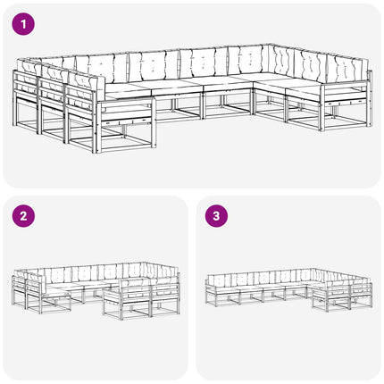 Udendørs sofagruppe med pude 9 pcs Hvid og Beige
