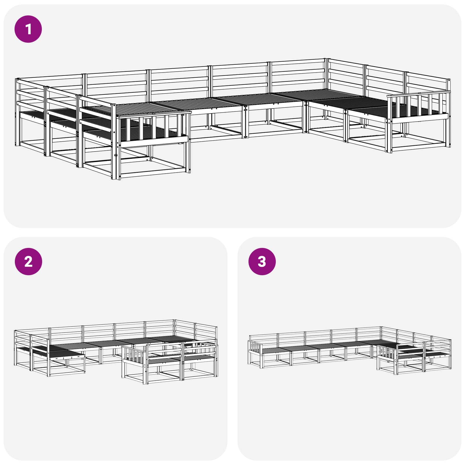 Udendørs sofagruppe 9 pcs Hvid 404 x 247,5 x 73 cm
