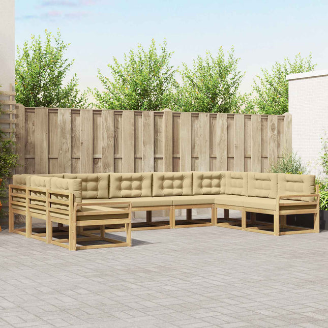 Udendørs sofagruppe med pude 9 pcs Hvid og Beige