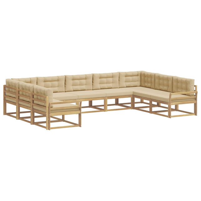 Udendørs sofagruppe med pude 9 pcs Hvid og Beige