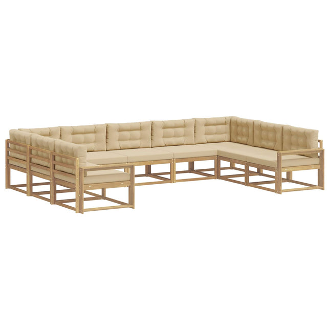 Udendørs sofagruppe med pude 9 pcs Hvid og Beige