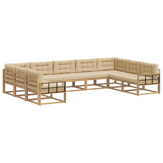 Udendørs sofagruppe med pude 9 pcs Hvid og Beige