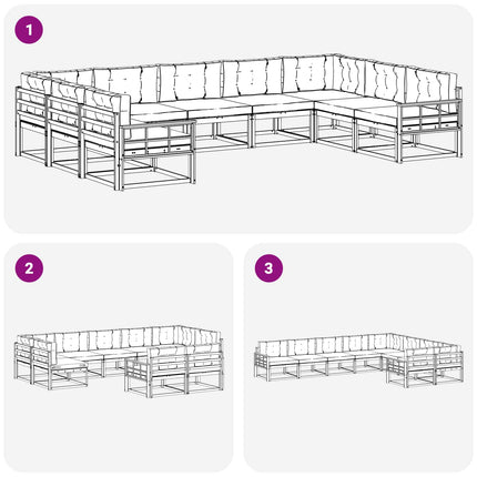 Udendørs sofagruppe med pude 9 pcs Hvid og Beige