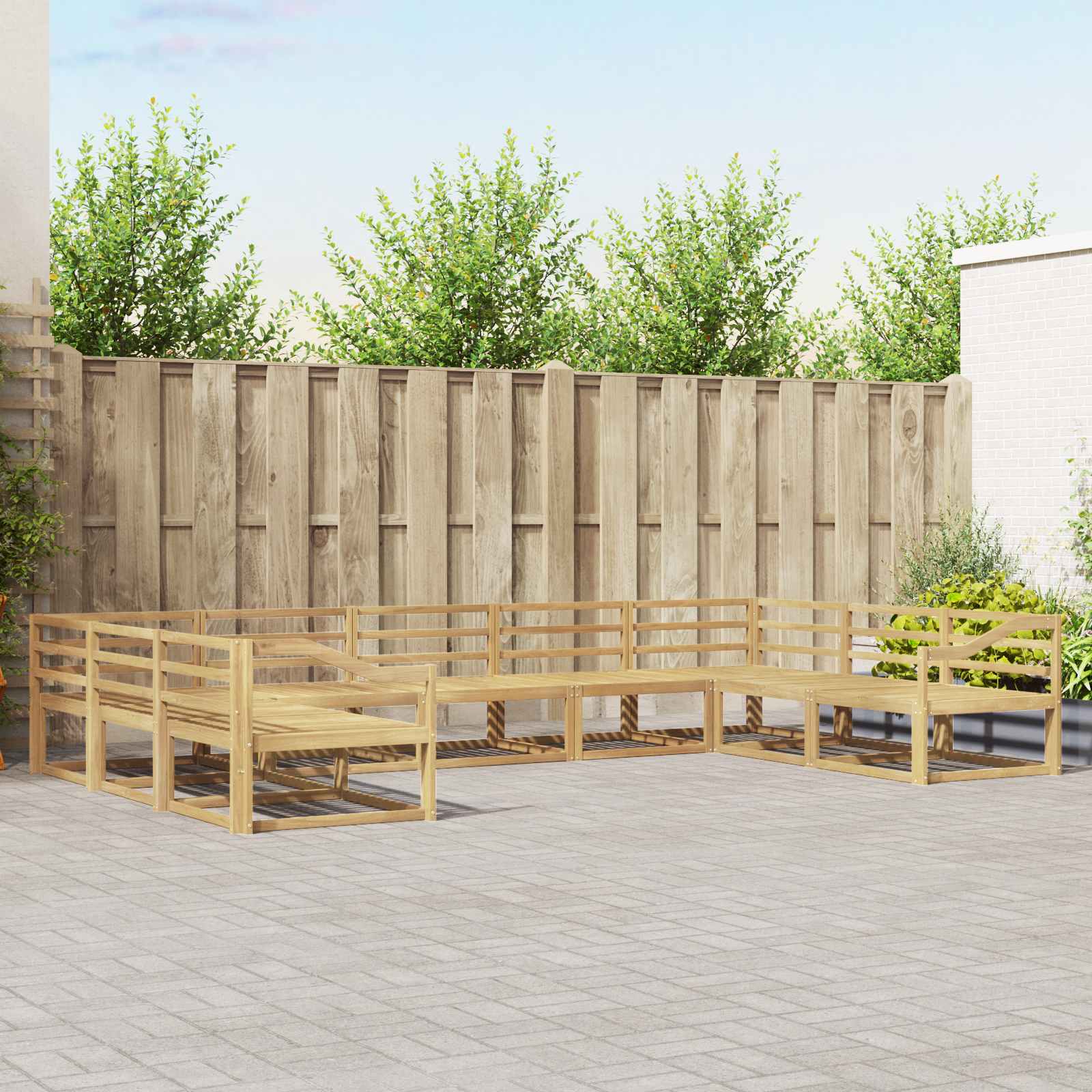 Udendørs sofagruppe 9 pcs Hvid 404 x 245,5 x 73 cm