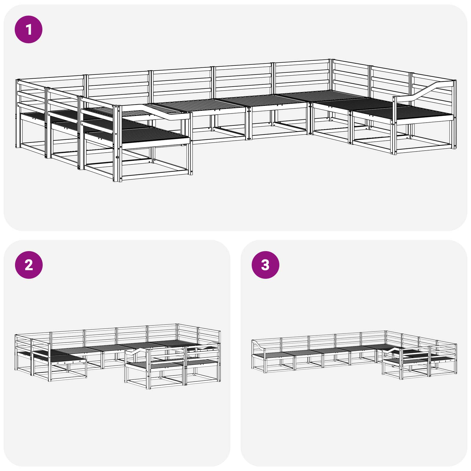 Udendørs sofagruppe 9 pcs Hvid 404 x 245,5 x 73 cm
