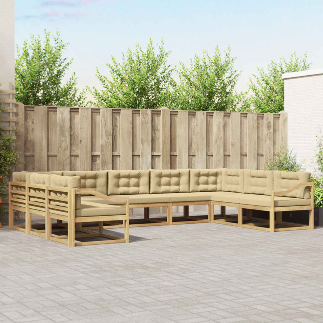 Udendørs sofagruppe med pude 9 pcs Hvid og Beige