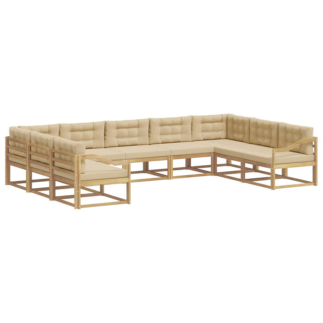 Udendørs sofagruppe med pude 9 pcs Hvid og Beige