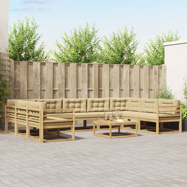 Udendørs sofagruppe med pude 10 pcs Hvid og Beige