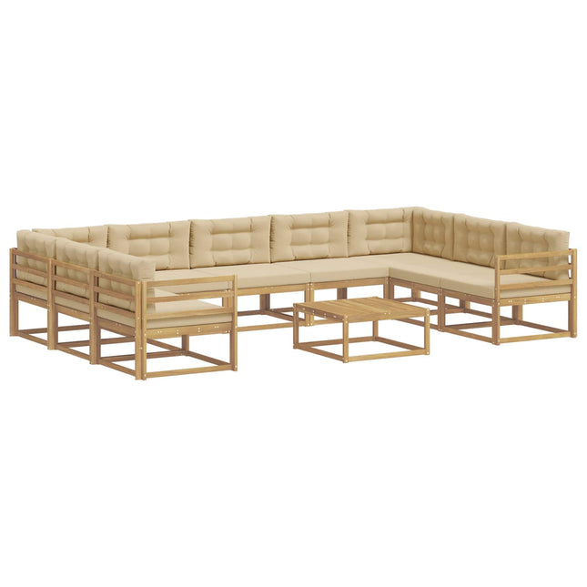 Udendørs sofagruppe med pude 10 pcs Hvid og Beige