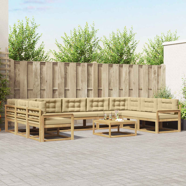 Udendørs sofagruppe med pude 10 pcs Hvid og Beige