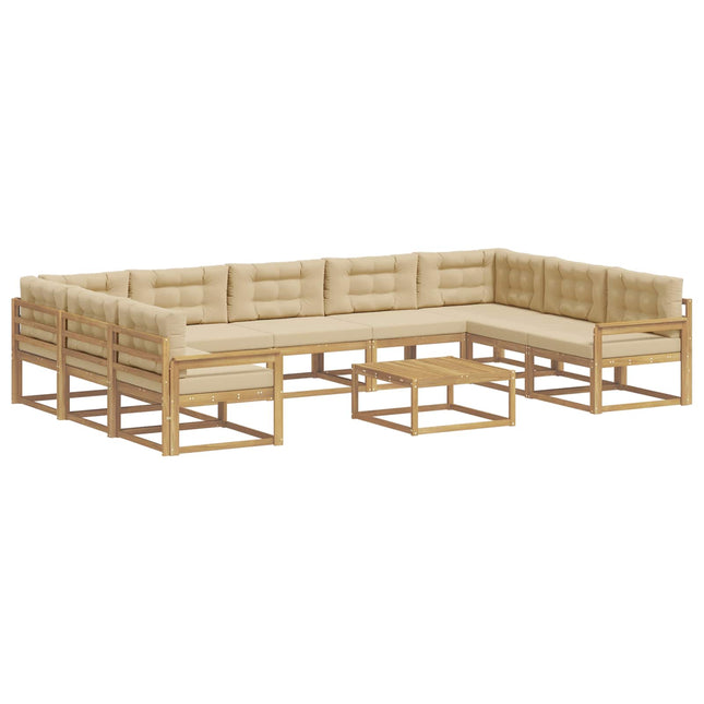 Udendørs sofagruppe med pude 10 pcs Hvid og Beige