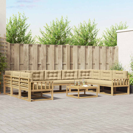 Udendørs sofagruppe med pude 10 pcs Hvid og Beige