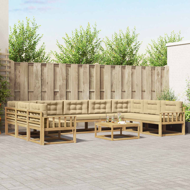 Udendørs sofagruppe med pude 10 pcs Hvid og Beige