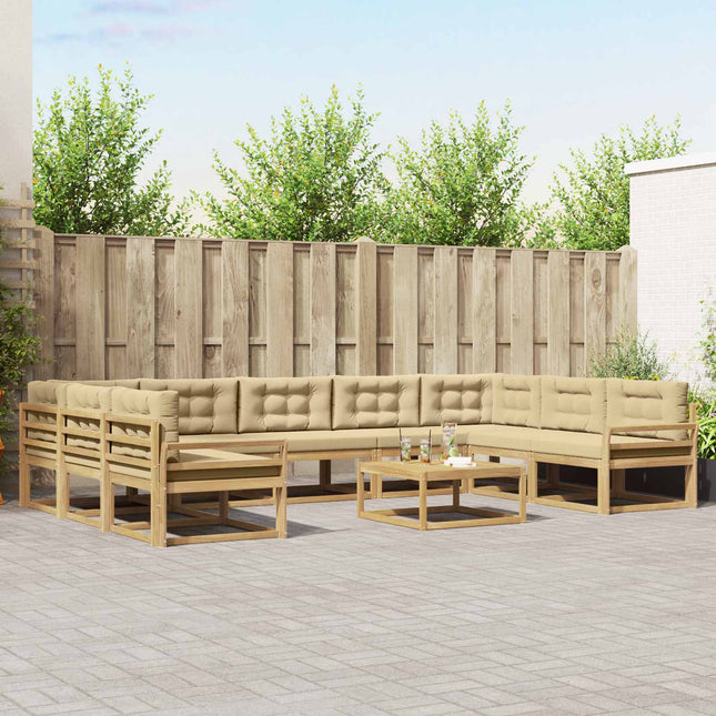 Udendørs sofagruppe med pude 10 pcs Hvid og Beige