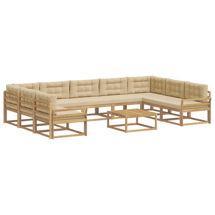 Udendørs sofagruppe med pude 10 pcs Hvid og Beige
