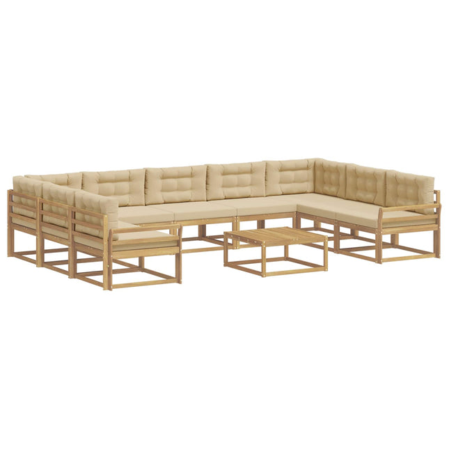 Udendørs sofagruppe med pude 10 pcs Hvid og Beige