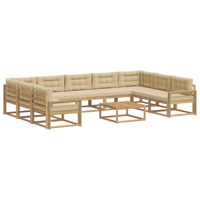 Udendørs sofagruppe med pude 10 pcs Hvid og Beige