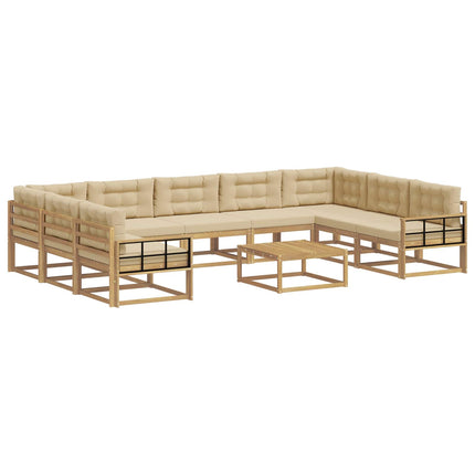 Udendørs sofagruppe med pude 10 pcs Hvid og Beige