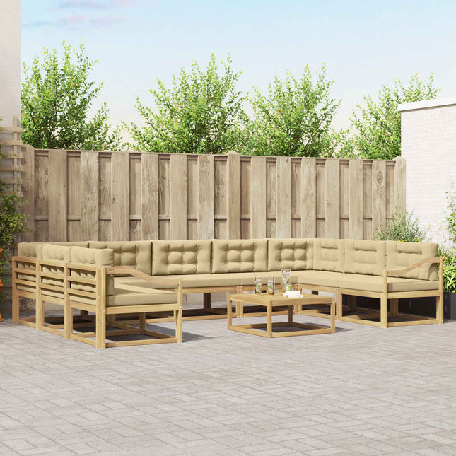 Udendørs sofagruppe med pude 10 pcs Hvid og Beige