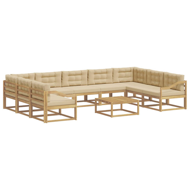 Udendørs sofagruppe med pude 10 pcs Hvid og Beige