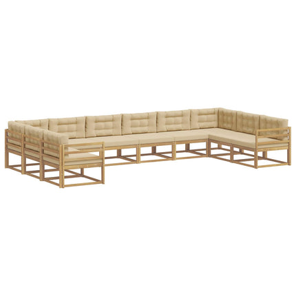 Udendørs sofagruppe med pude 10 pcs Hvid og Beige