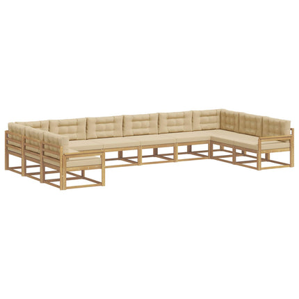 Udendørs sofagruppe med pude 10 pcs Hvid og Beige