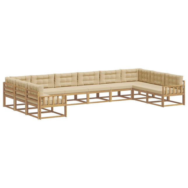 Udendørs sofagruppe med pude 10 pcs Hvid og Beige