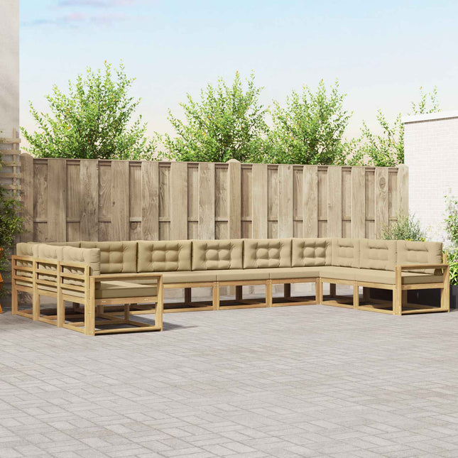 Udendørs sofagruppe med pude 10 pcs Hvid og Beige