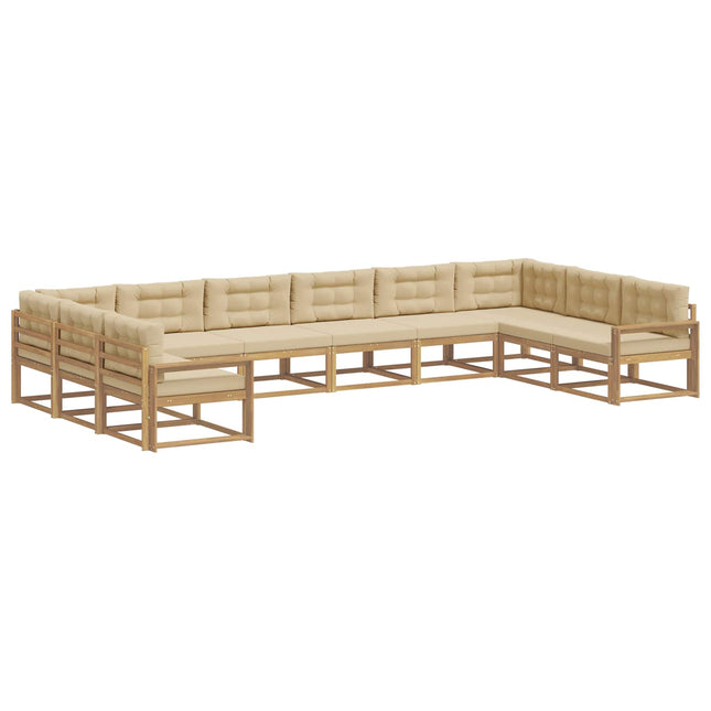 Udendørs sofagruppe med pude 10 pcs Hvid og Beige