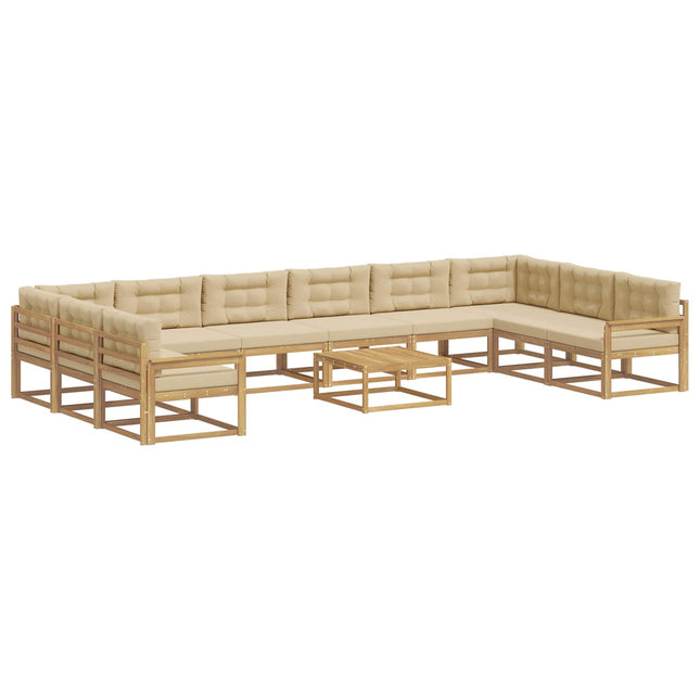 Udendørs sofagruppe med pude 11 pcs Hvid og Beige