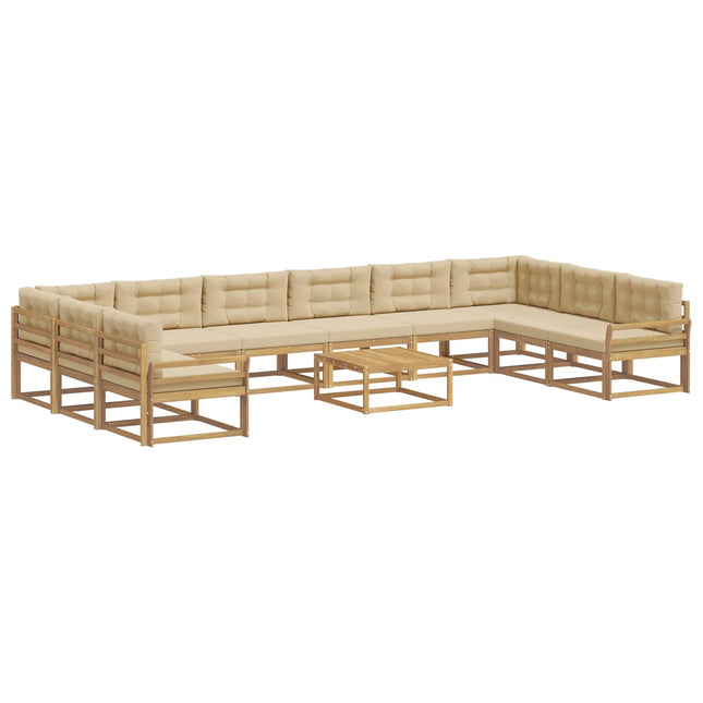 Udendørs sofagruppe med pude 11 pcs Hvid og Beige