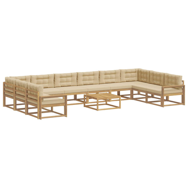 Udendørs sofagruppe med pude 11 pcs Hvid og Beige