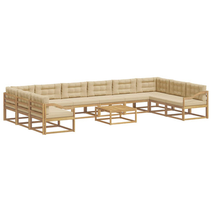 Udendørs sofagruppe med pude 11 pcs Hvid og Beige