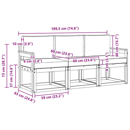 Udendørs sofagruppe 3 pcs