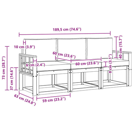 Udendørs sofagruppe 3 pcs