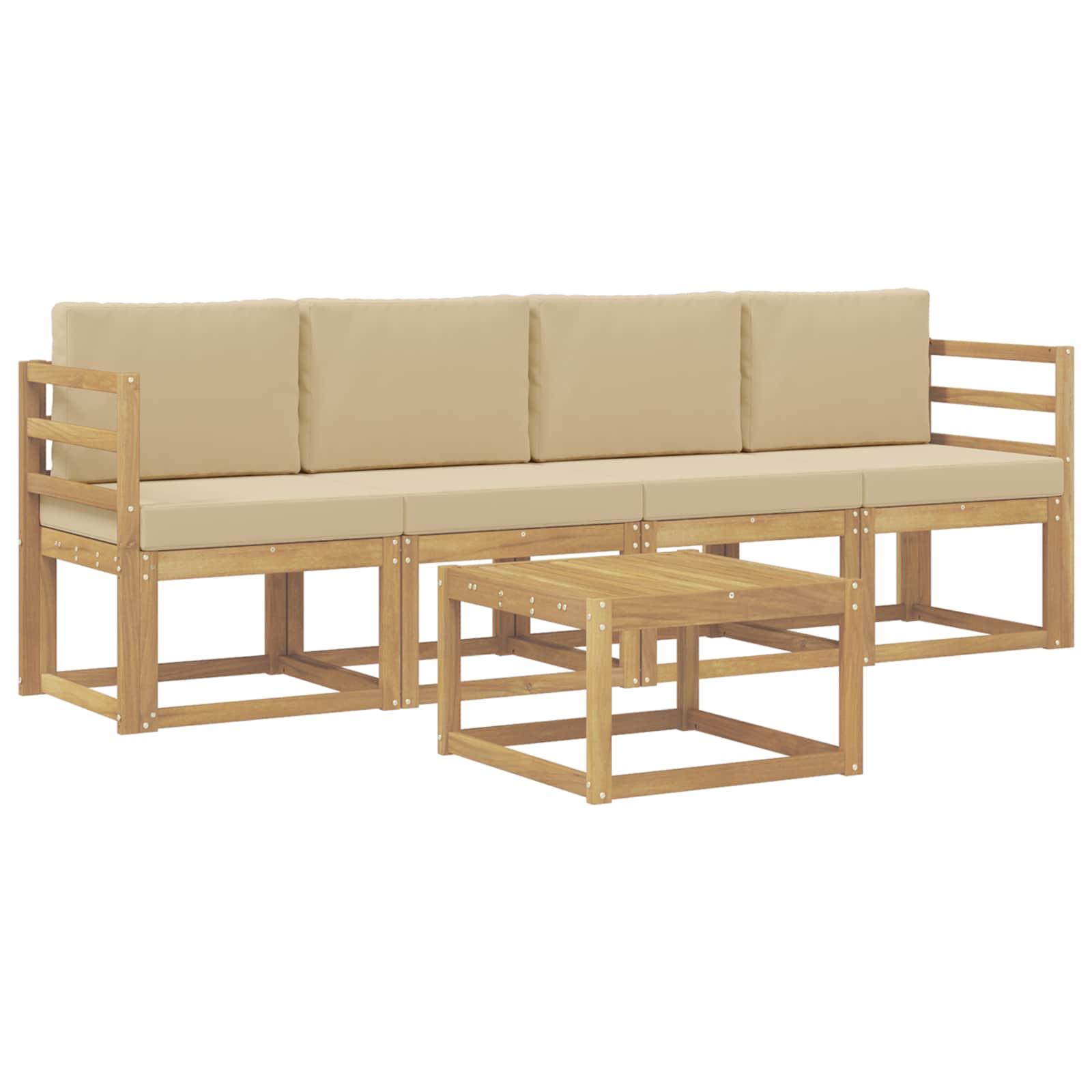 Udendørs sofagruppe med pude 5 pcs Hvid og Beige