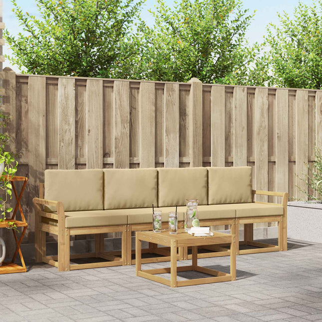 Udendørs sofagruppe med pude 5 pcs Hvid og Beige