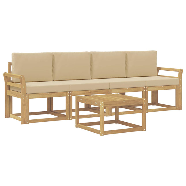 Udendørs sofagruppe med pude 5 pcs Hvid og Beige