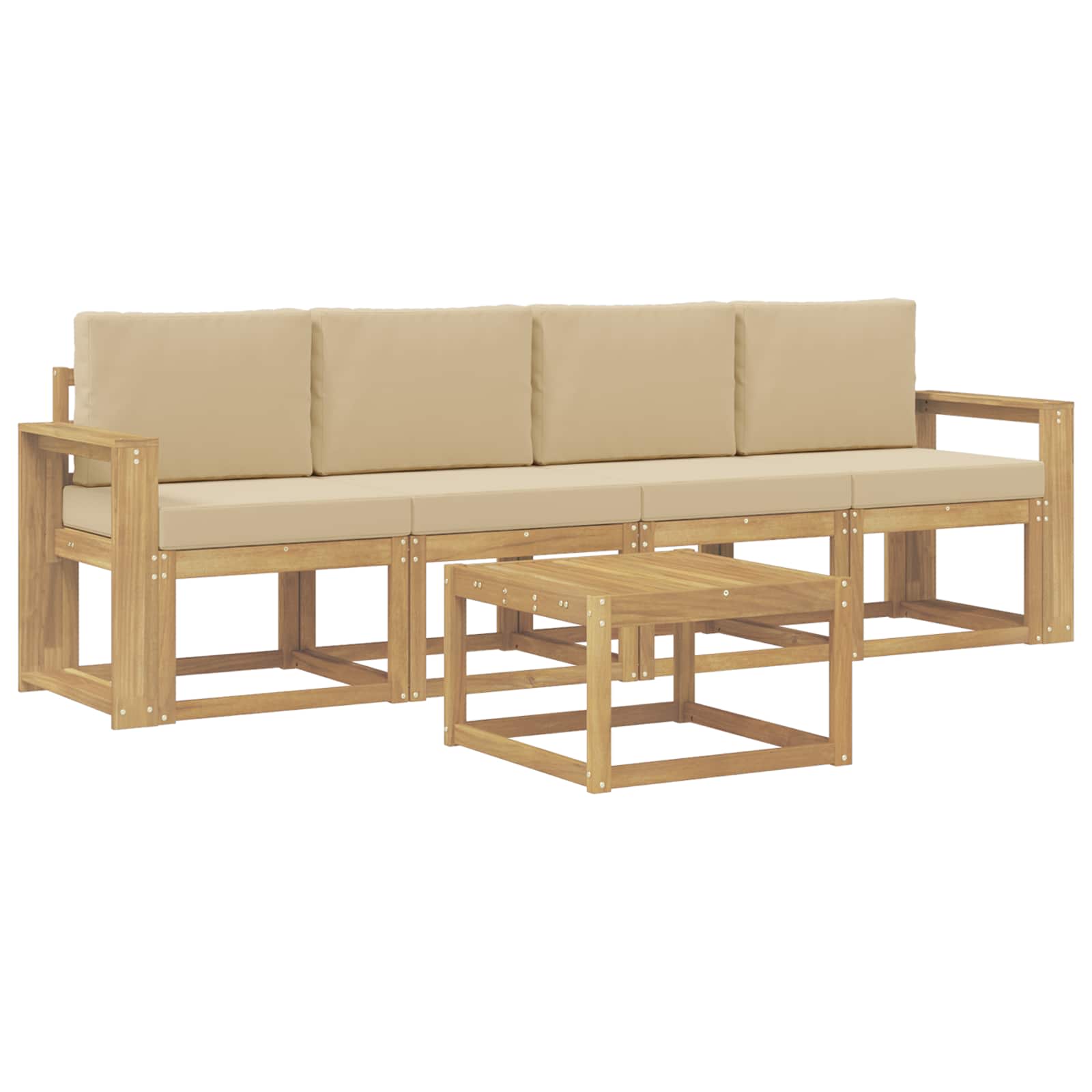 Udendørs sofagruppe med pude 5 pcs Hvid og Beige