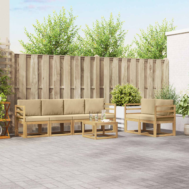 Udendørs sofagruppe med pude 7 pcs Hvid og Beige
