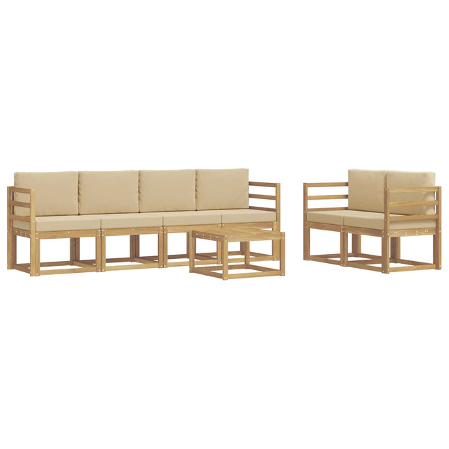 Udendørs sofagruppe med pude 7 pcs Hvid og Beige