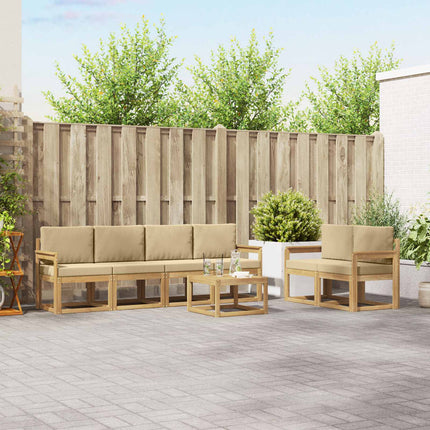 Udendørs sofagruppe med pude 7 pcs Hvid og Beige