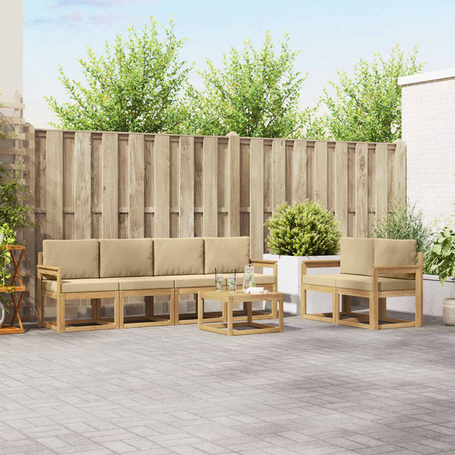Udendørs sofagruppe med pude 7 pcs Hvid og Beige